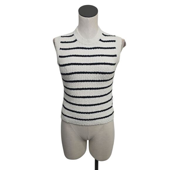 NWT‎ Madewell Off White/Black Striped Nubby Boucle-Knit Sweater Tank Size Small - Picture 1 of 9